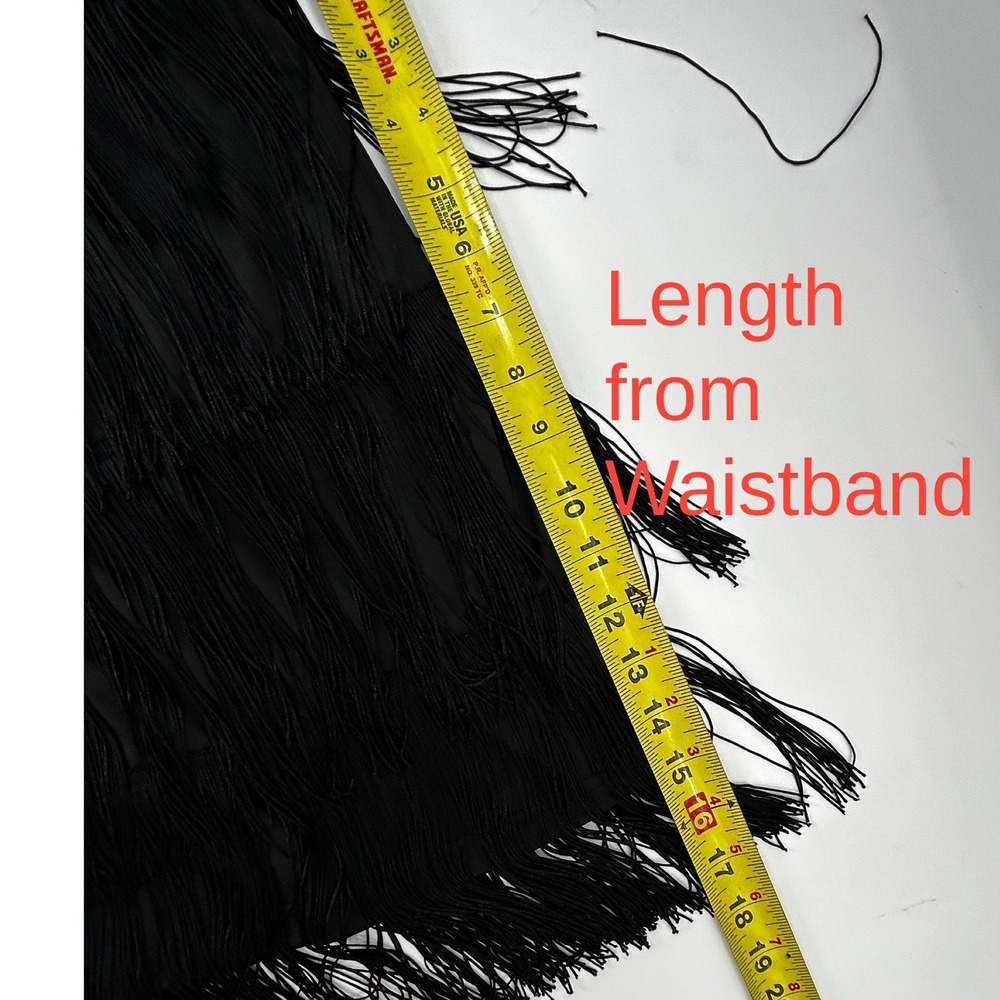 Verdusa Black Fringe Mini Skirt Size M Western Festival Boho Layered Tassel - Picture 9 of 9